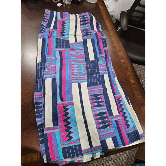 Vintage Puritan Forever Young Aztec Geometric Bold Print Wrap Midi Skirt Size M - Picture 6 of 8